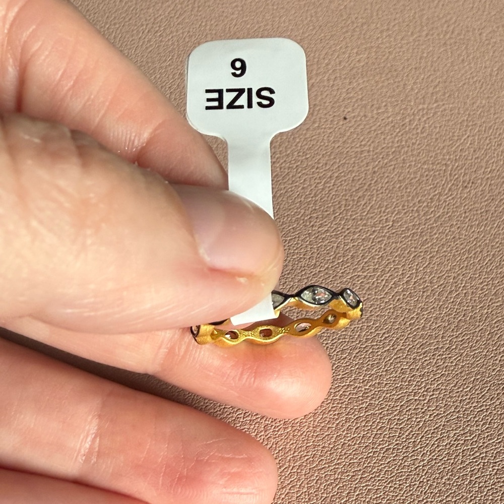 Gold and Rhodium Marquis Women's Stackable Ring - Picture 2 of 2